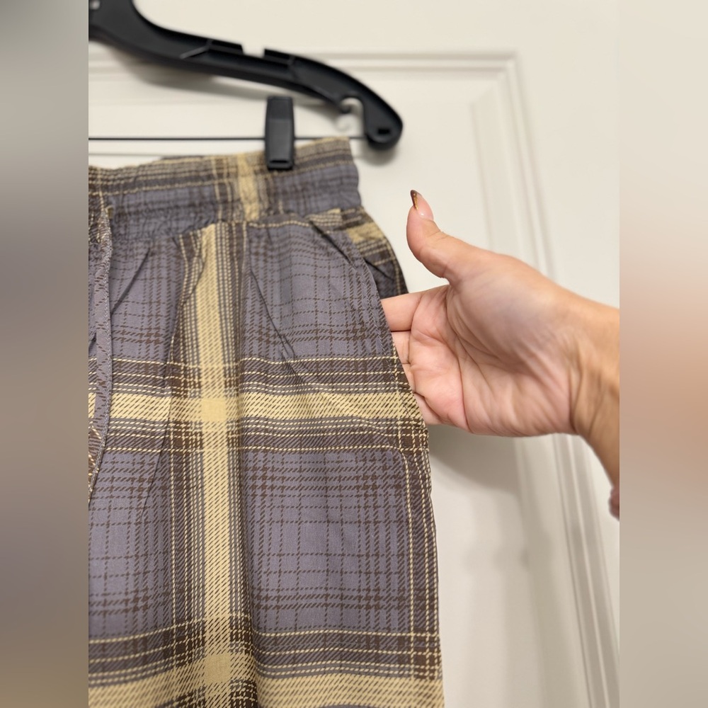 NWT WeWoreWhat Pull On Pajama Bottoms Plaid Yellow - S - Picture 5 of 11